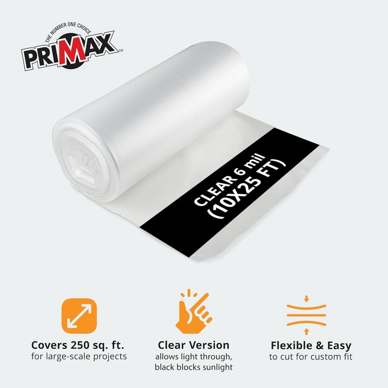 Primax 6 mil Plastic Sheeting (10'x25') – Waterproof, UV Resistant, Heavy Duty Thick Plastic Sheeting Roll for Greenhouse, Farm, Agriculture, Gardening, Construction, Vapor Barrier Covering, Opaque - Image 3